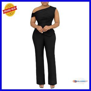 One Shoulder Ruched Top Pant Set Sexy Club Outfit 2 Piece